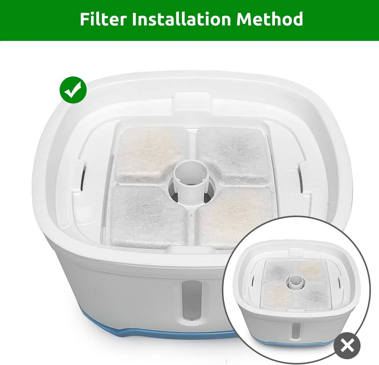 Cat Water Fountain Filters, 16 Packs Cat Replacement Fountain Filters, Square Cat Fountain Filter for 84Oz/2.5L Cat Water Fountain Stainless Steel…