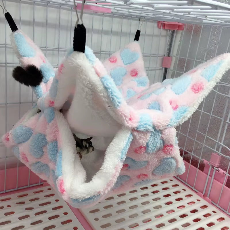 1/2 Pcs Hamster Hideout Cage Print Fleece Guinea Pig Sugar Glider Sleeping Bed Rodent Hammock Rat Little House Animals Supplies