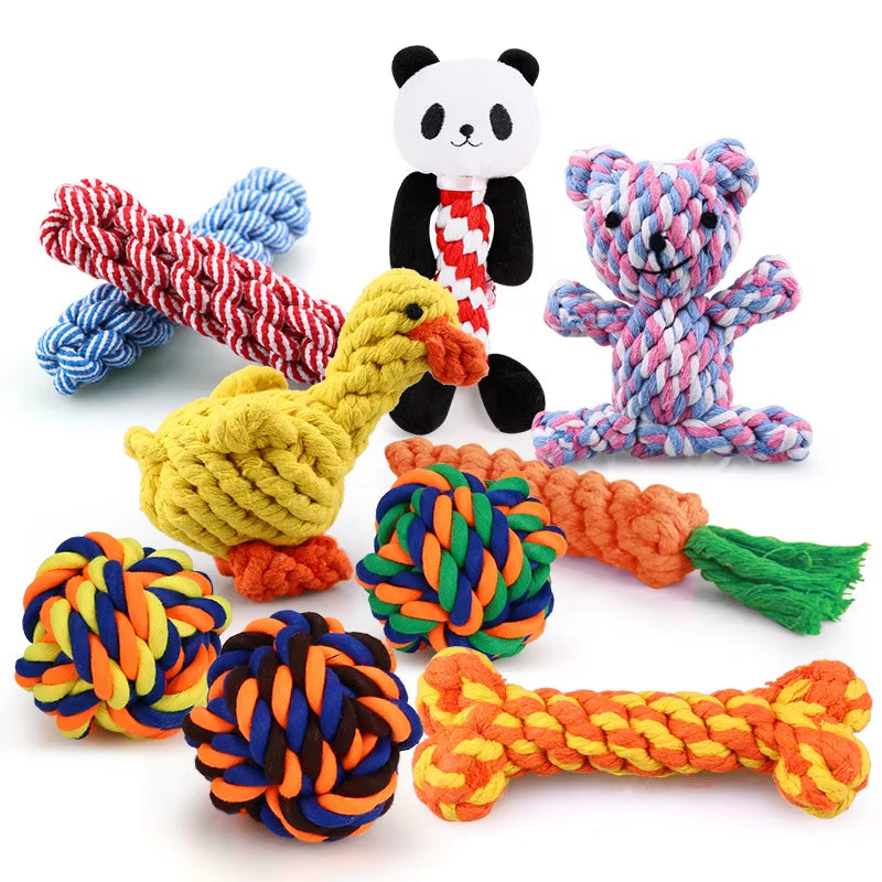 1Pcs Bite Resistant Pet Dog Chew Toys for Small Dogs Cleaning Teeth Puppy Cat Rope Knot Ball Toy Playing Mascotas Accessories