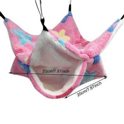 1/2 Pcs Hamster Hideout Cage Print Fleece Guinea Pig Sugar Glider Sleeping Bed Rodent Hammock Rat Little House Animals Supplies