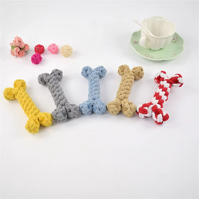 1Pcs Bite Resistant Pet Dog Chew Toys for Small Dogs Cleaning Teeth Puppy Cat Rope Knot Ball Toy Playing Mascotas Accessories