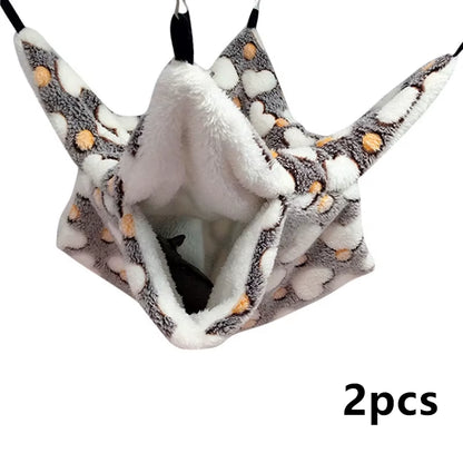 1/2 Pcs Hamster Hideout Cage Print Fleece Guinea Pig Sugar Glider Sleeping Bed Rodent Hammock Rat Little House Animals Supplies