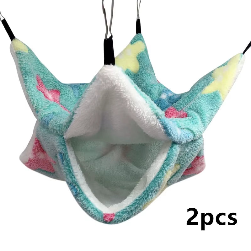 1/2 Pcs Hamster Hideout Cage Print Fleece Guinea Pig Sugar Glider Sleeping Bed Rodent Hammock Rat Little House Animals Supplies
