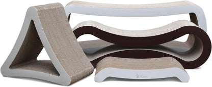 3-Sided Vertical Scratch Play & Perch Cat Scratching Post, 18" X 10.5" X 15.9", Multiple Angle Cat Scratching Pad; 6 Usable Sides, 100% Recyclable Cardboard Lounge