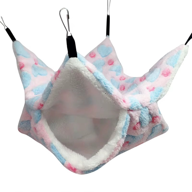 1/2 Pcs Hamster Hideout Cage Print Fleece Guinea Pig Sugar Glider Sleeping Bed Rodent Hammock Rat Little House Animals Supplies