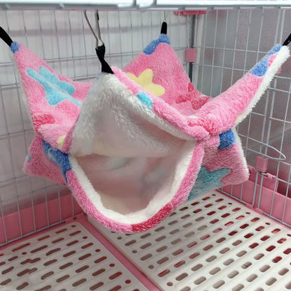 1/2 Pcs Hamster Hideout Cage Print Fleece Guinea Pig Sugar Glider Sleeping Bed Rodent Hammock Rat Little House Animals Supplies