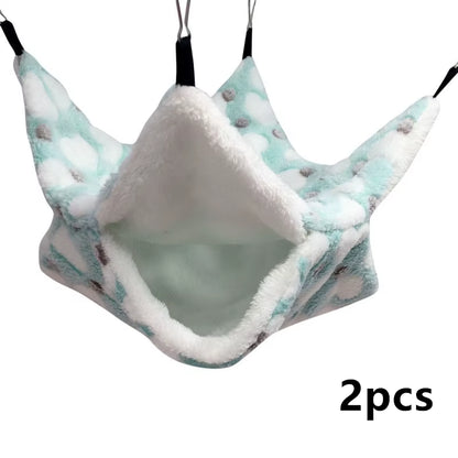 1/2 Pcs Hamster Hideout Cage Print Fleece Guinea Pig Sugar Glider Sleeping Bed Rodent Hammock Rat Little House Animals Supplies