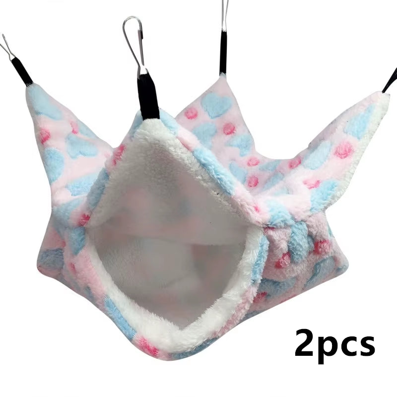 1/2 Pcs Hamster Hideout Cage Print Fleece Guinea Pig Sugar Glider Sleeping Bed Rodent Hammock Rat Little House Animals Supplies
