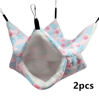 1/2 Pcs Hamster Hideout Cage Print Fleece Guinea Pig Sugar Glider Sleeping Bed Rodent Hammock Rat Little House Animals Supplies