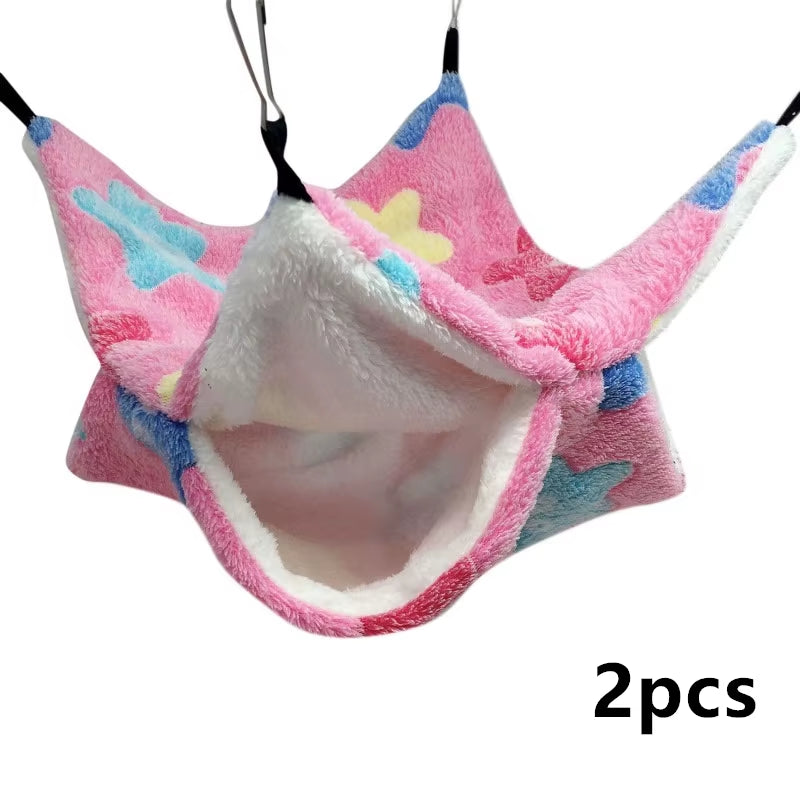 1/2 Pcs Hamster Hideout Cage Print Fleece Guinea Pig Sugar Glider Sleeping Bed Rodent Hammock Rat Little House Animals Supplies