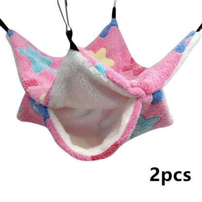 1/2 Pcs Hamster Hideout Cage Print Fleece Guinea Pig Sugar Glider Sleeping Bed Rodent Hammock Rat Little House Animals Supplies