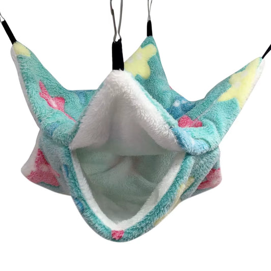 1/2 Pcs Hamster Hideout Cage Print Fleece Guinea Pig Sugar Glider Sleeping Bed Rodent Hammock Rat Little House Animals Supplies